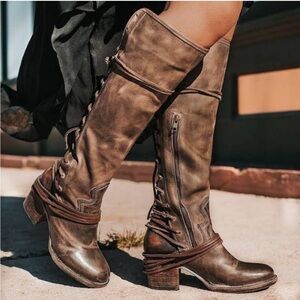 Freebird Brown Lace-Up Leather Boots
